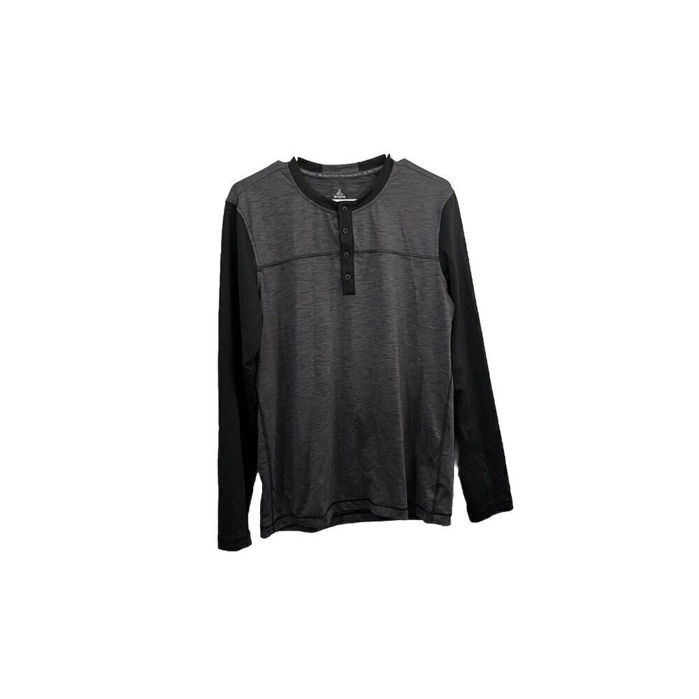 Prana Zylo Charcoal Athletic Shirt Stretchy Men Size Medium Breathable